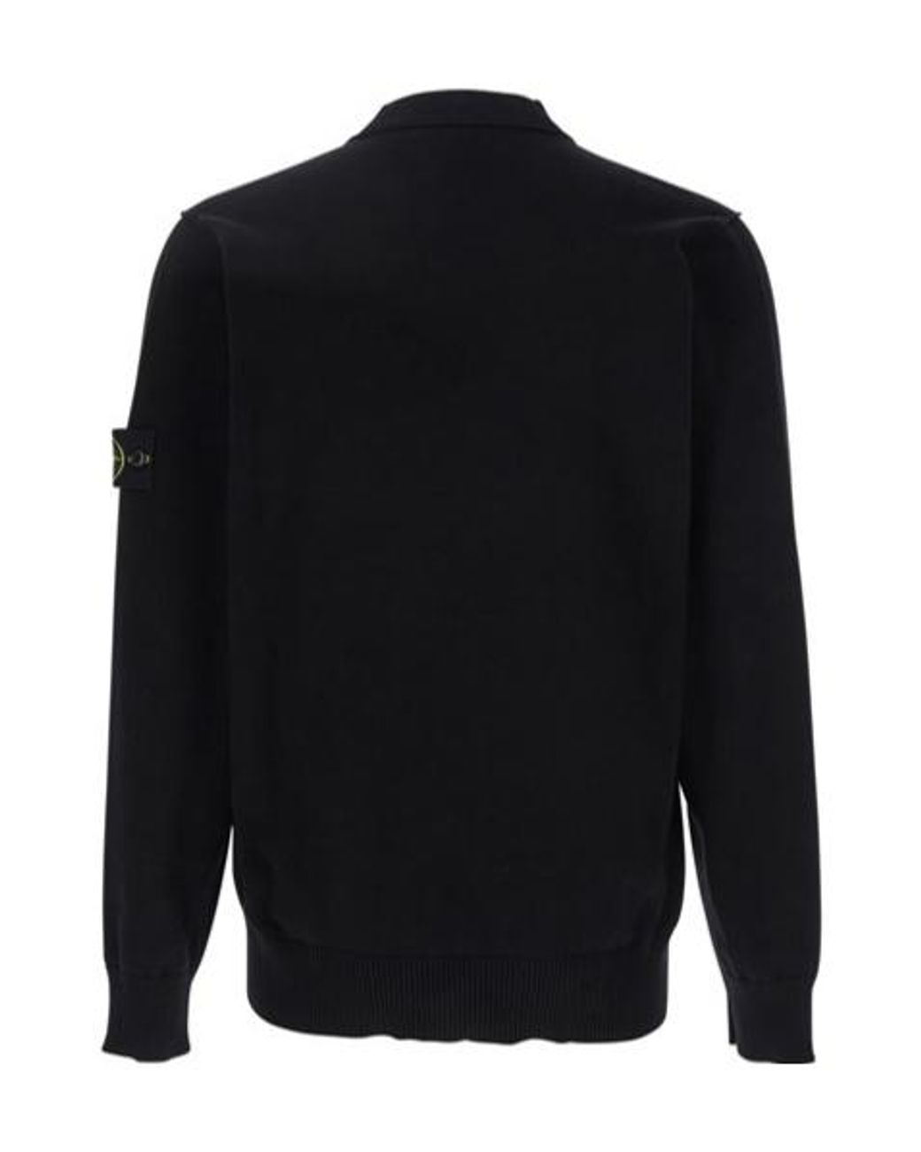 Stone Island Black Compass Patch V-Neck Cardigan for men