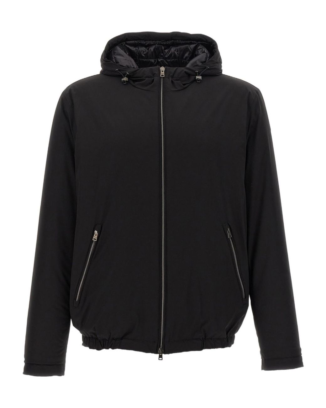 Herno Black Mock-Neck Hooded Jacket for men