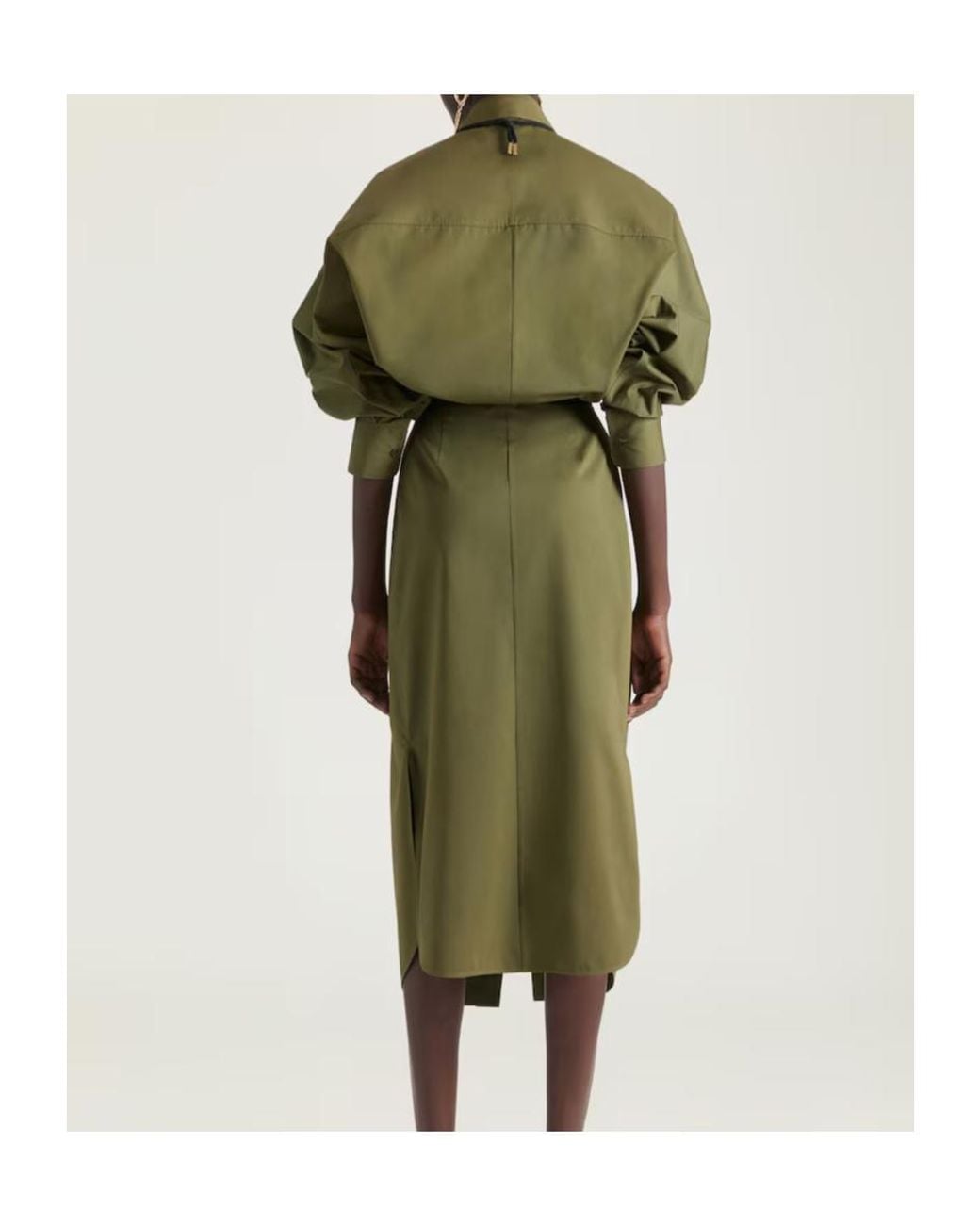 Givenchy Green Collared Poplin Long Shirt Dress