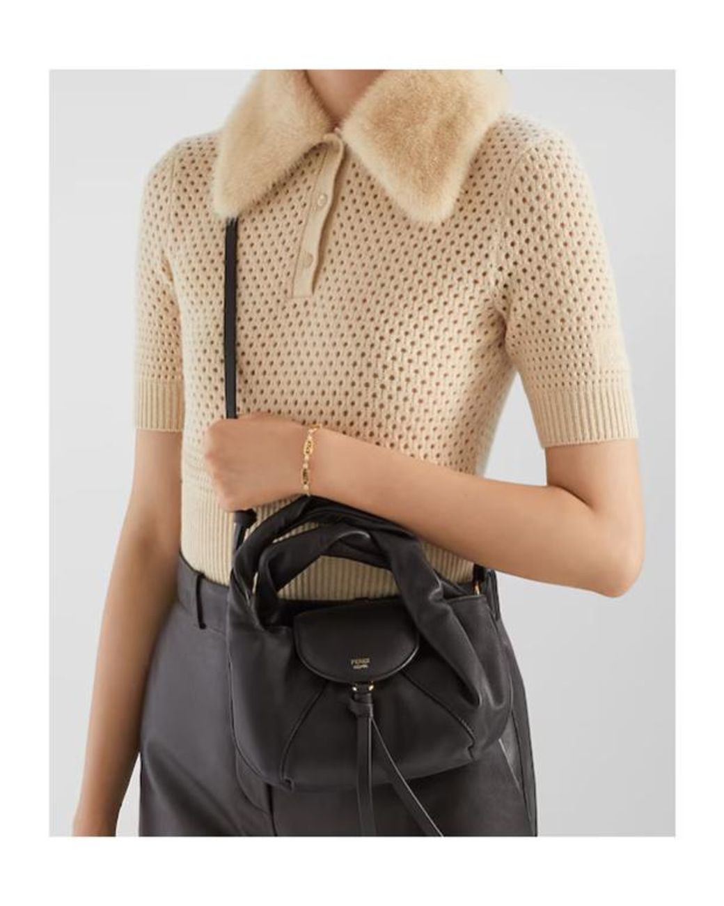 Fendi Metallic O'Lock Embellished Bracelet