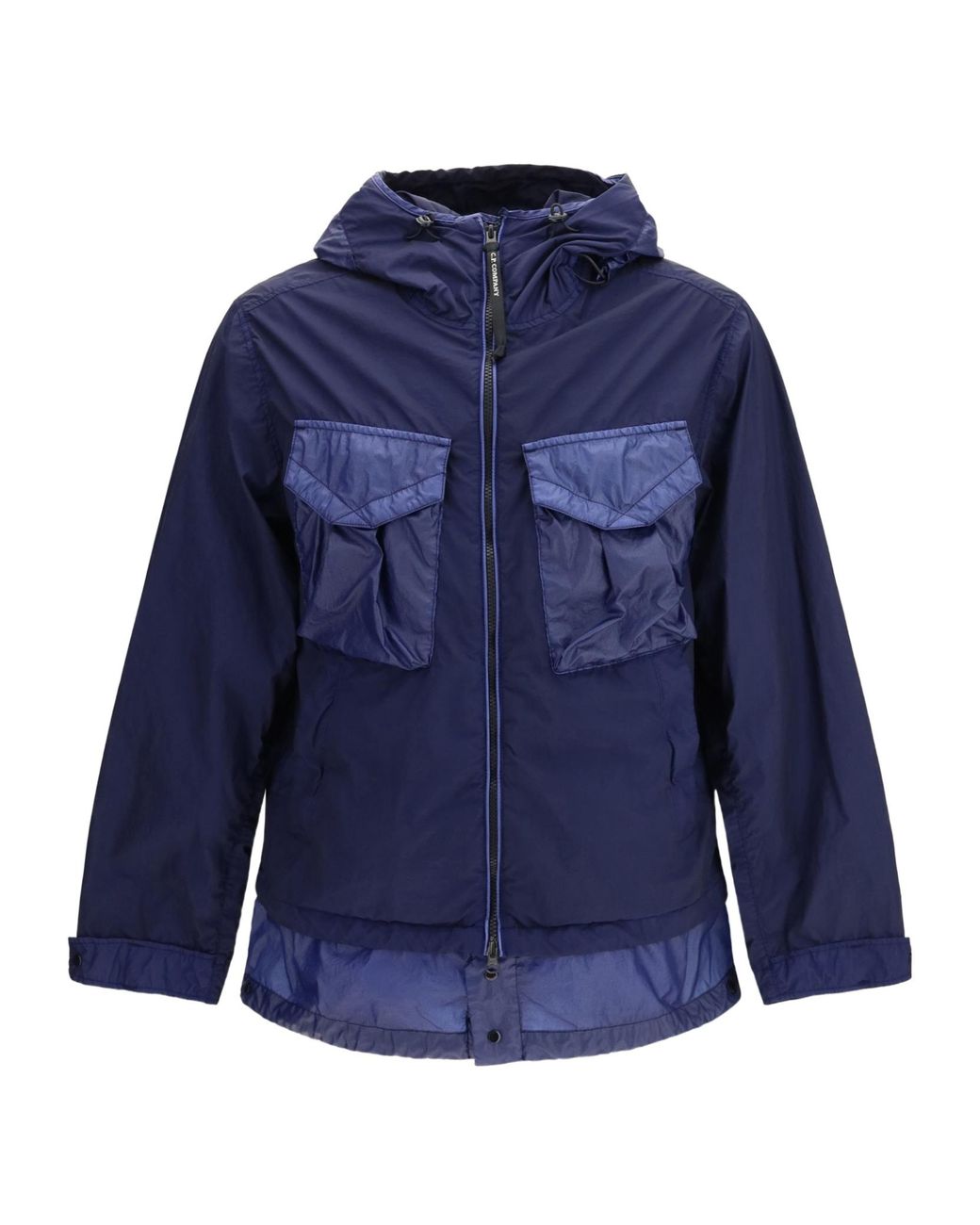 C P Company Blue Bi-Tm Mixed Goggle Hooded Jacket for men