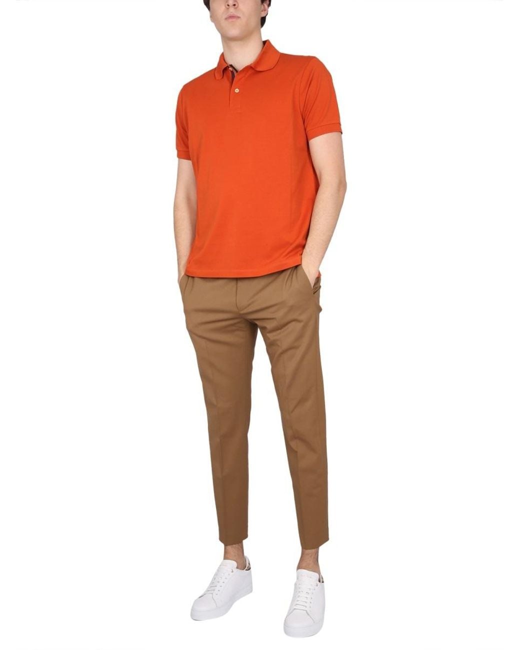 Paul Smith Orange Short-Sleeved Straight Hem Polo Shirt for men