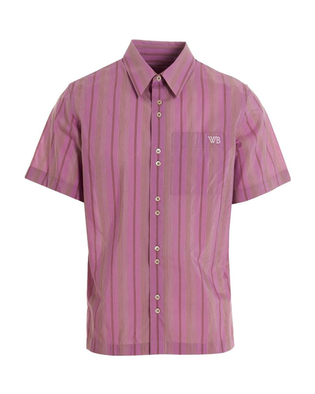 Wales Bonner Pink Striped Short-Sleeved Shirt for men