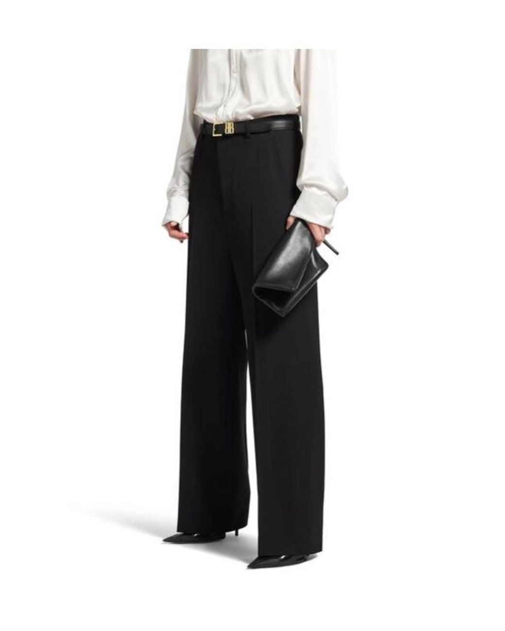 Balenciaga Black Pressed Crease Tailored Trousers
