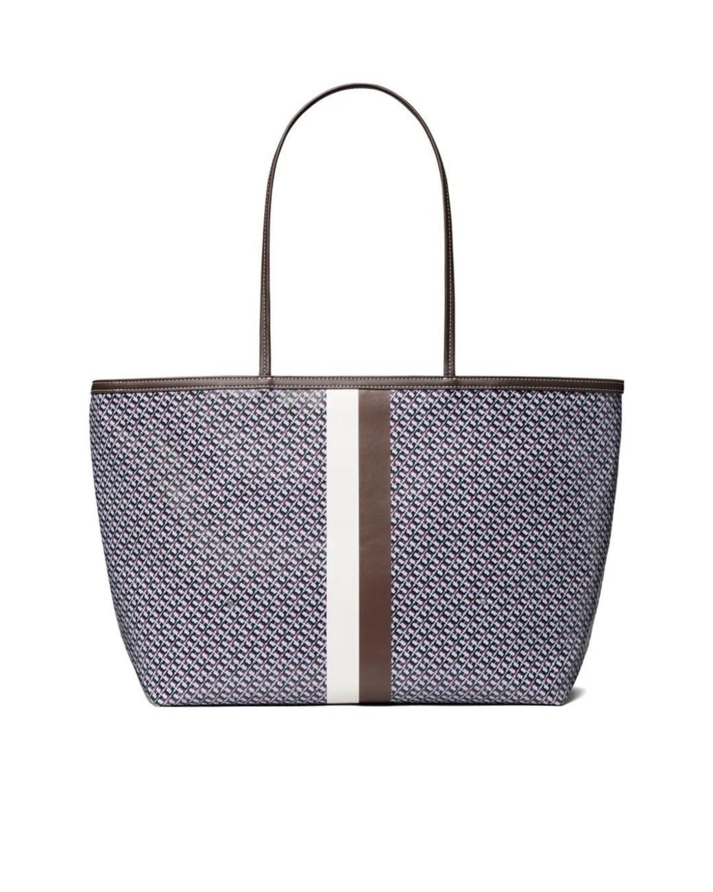 Tory Burch White Racer Patterned Tote Bag