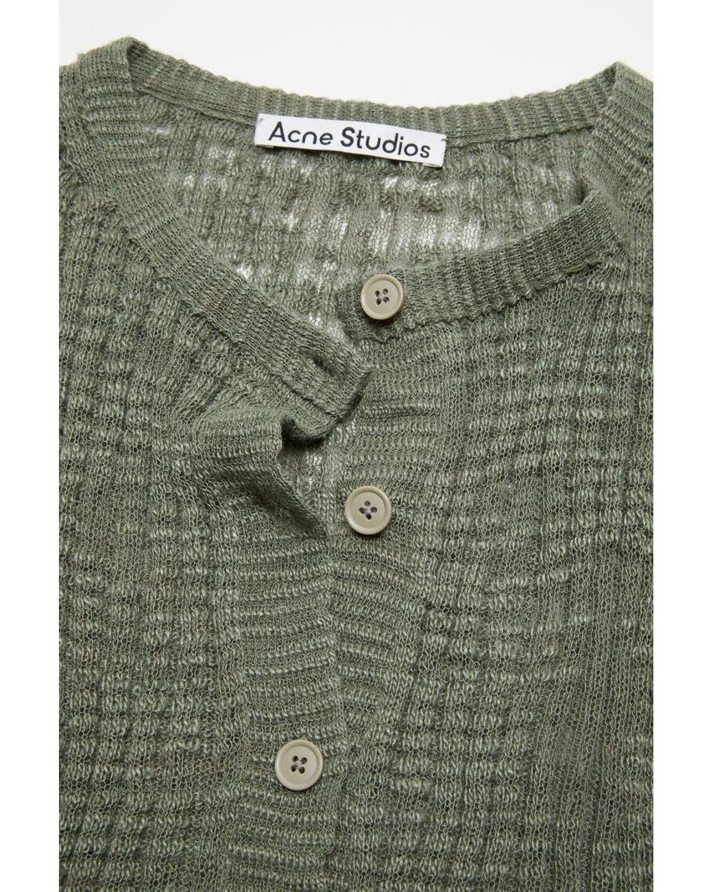 Acne Green Ribbed Semi-Sheer Cardigan