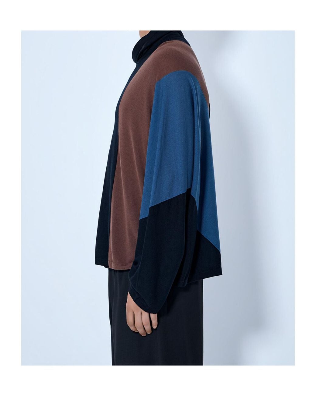 Kiko Kostadinov Blue Panelled Turtleneck Jumper for men