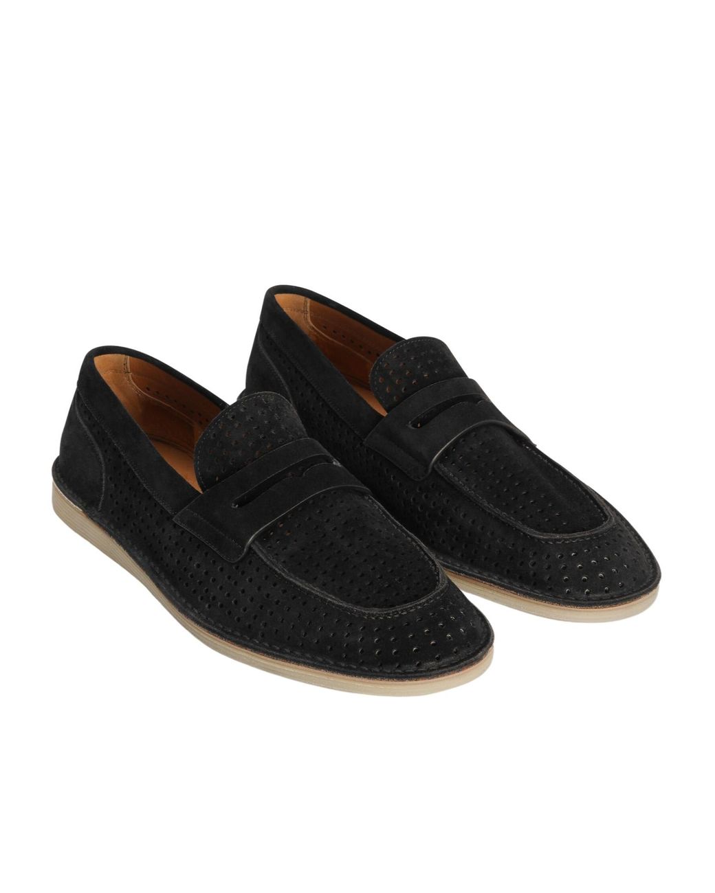 Dolce & Gabbana Black Logo Plaque Perforated Loafers for men