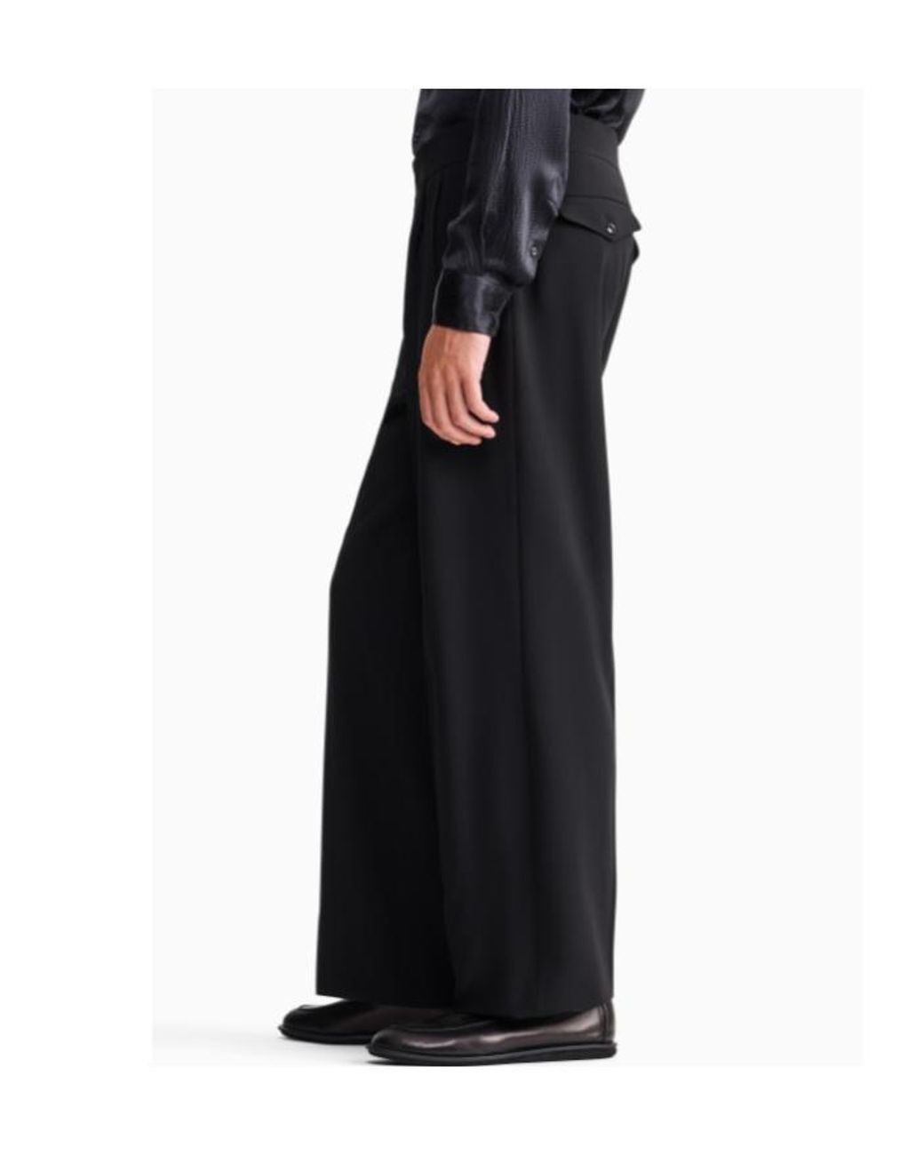 Giorgio Armani Black Pleated Wide-Leg Trousers for men