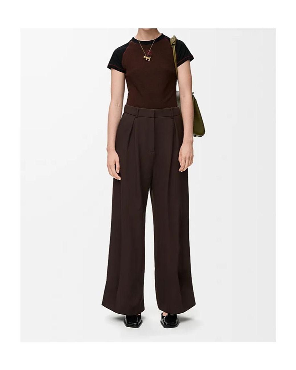 Loewe Brown Straight Leg Pleated Pants