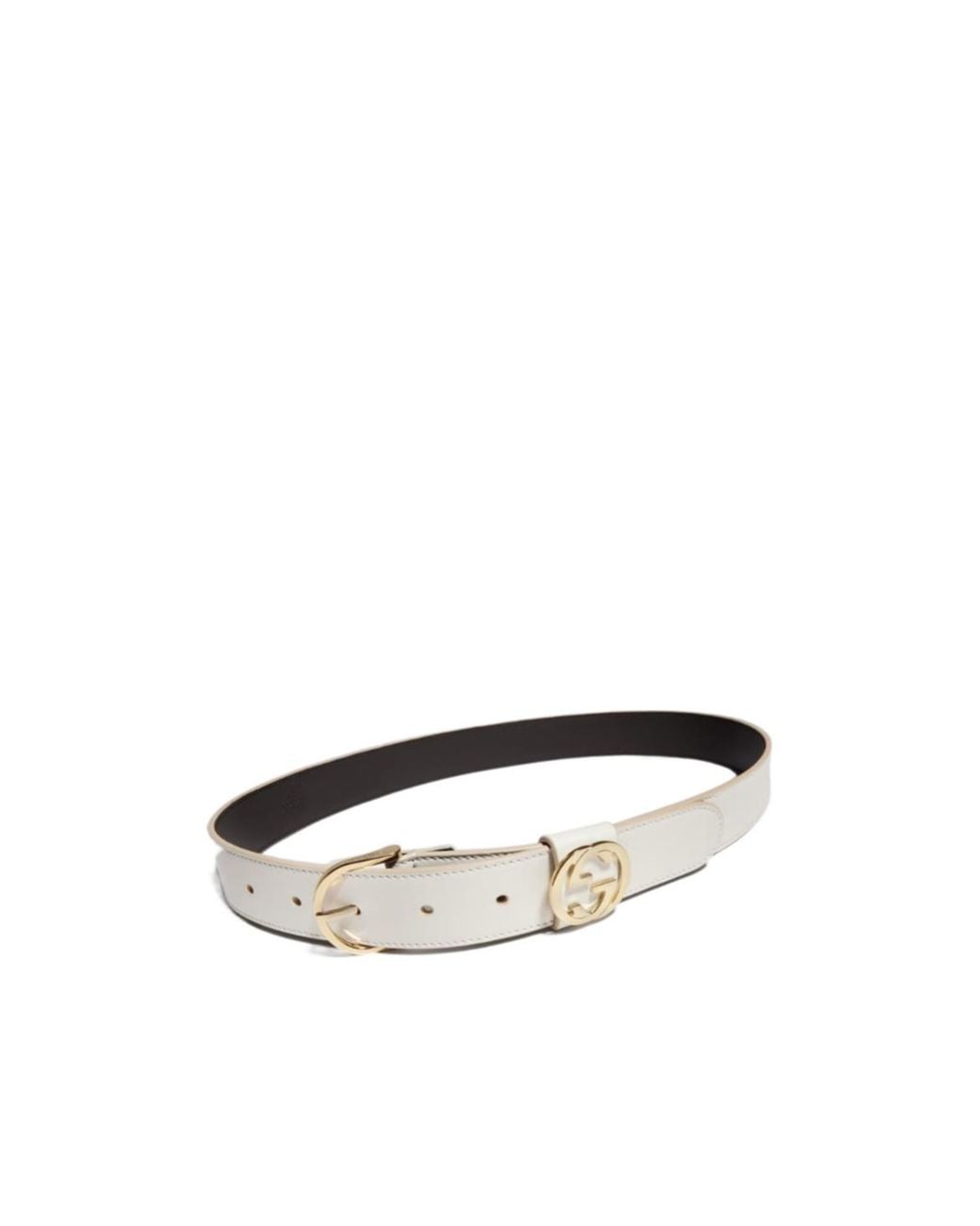 Gucci White Belt With Round Buckle