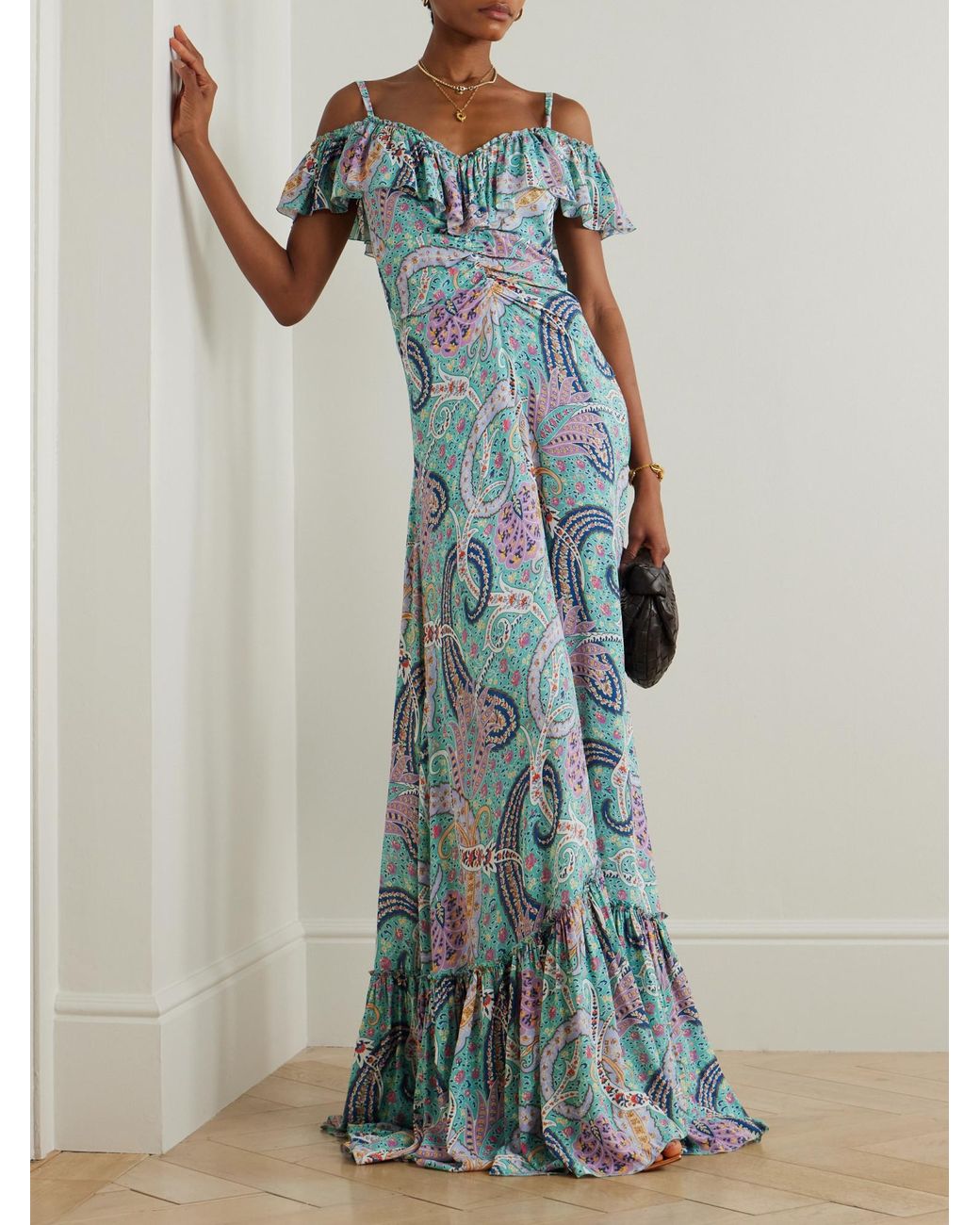 Etro Blue Flowy Floral Maxi Dress