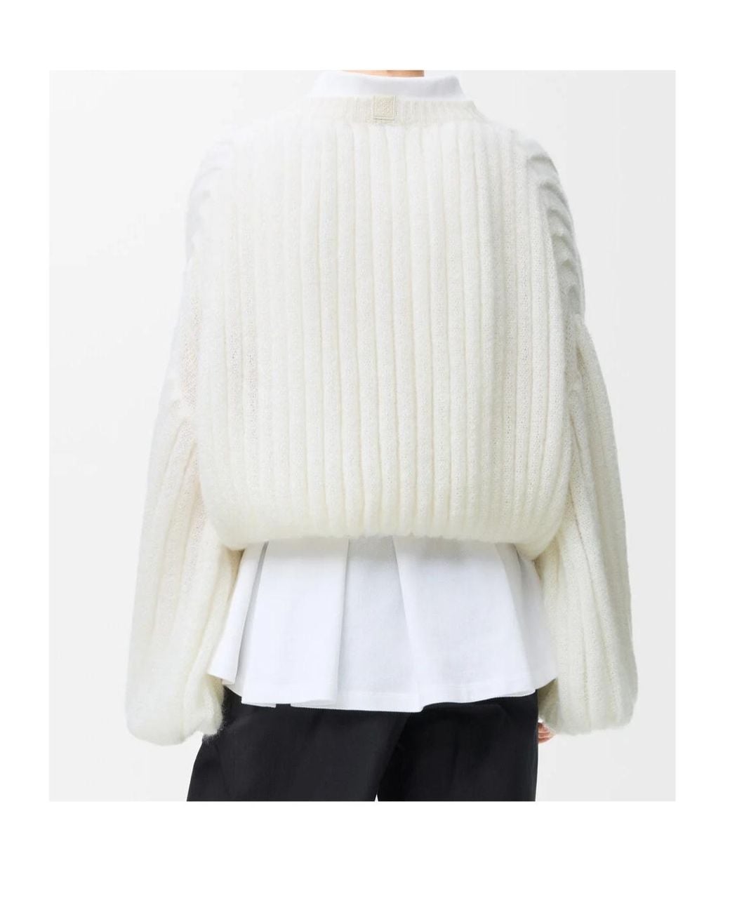 Loewe White Balloon-Sleeved Knitted Jumper