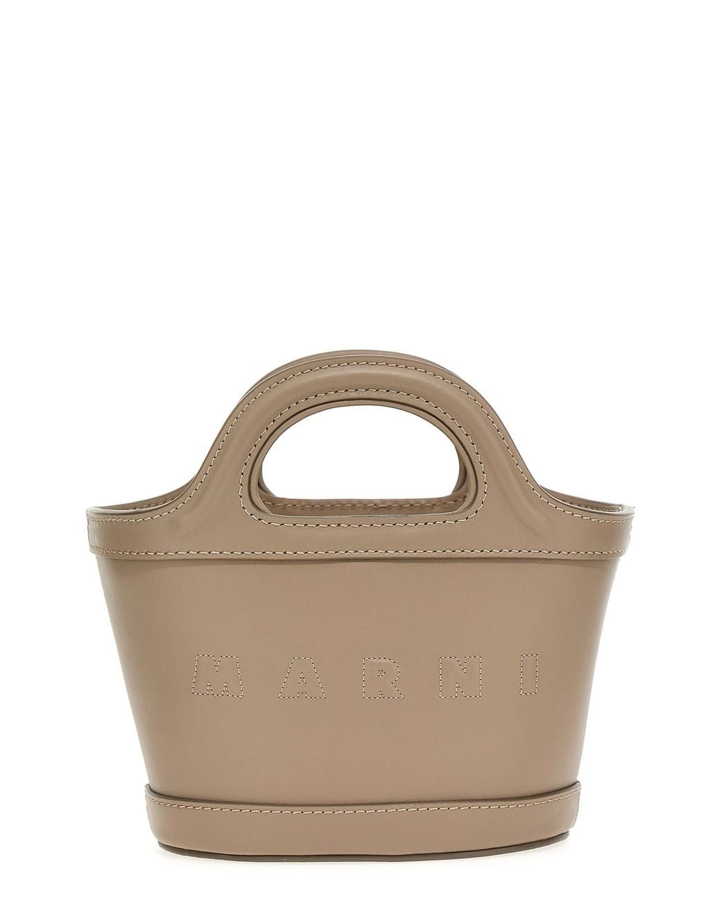 Marni Brown Micro Tropicalia Leather Tote Bag