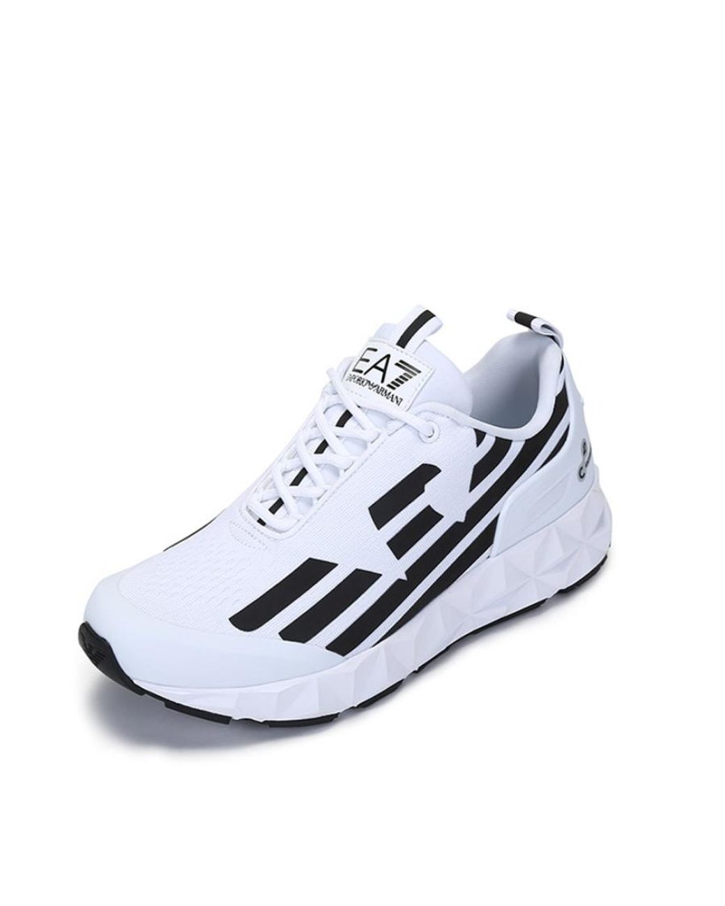 EA7 White Two-Tone Lace-Up Trainers for men