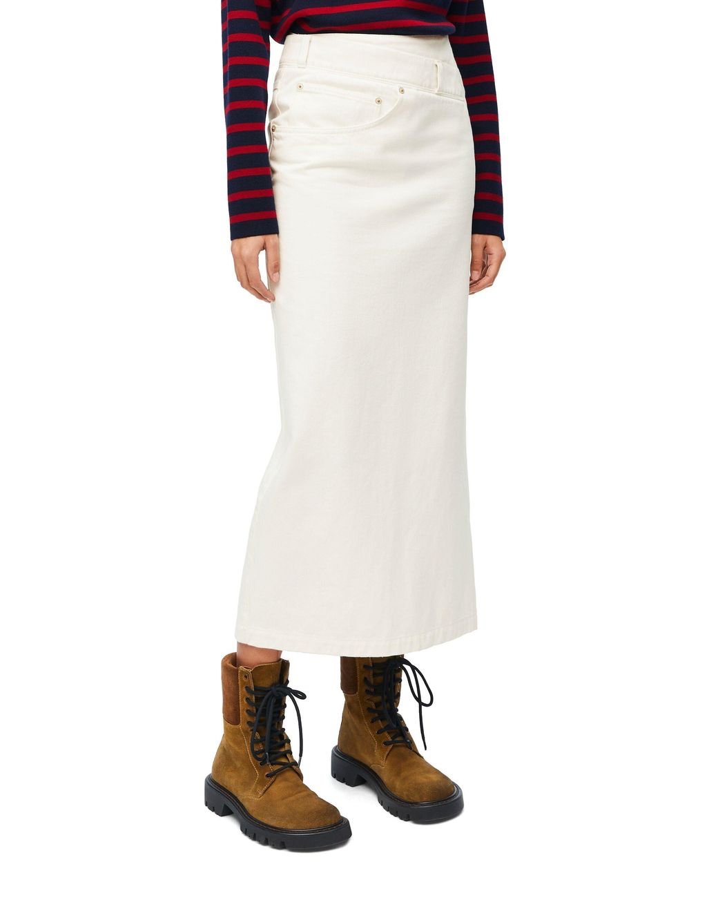 Loewe White Deconstructed Denim Skirt