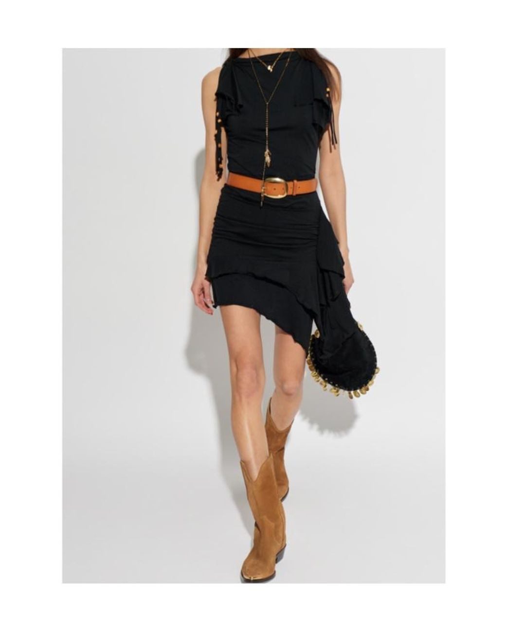Isabel Marant Black Janick Ruched Mini Dress