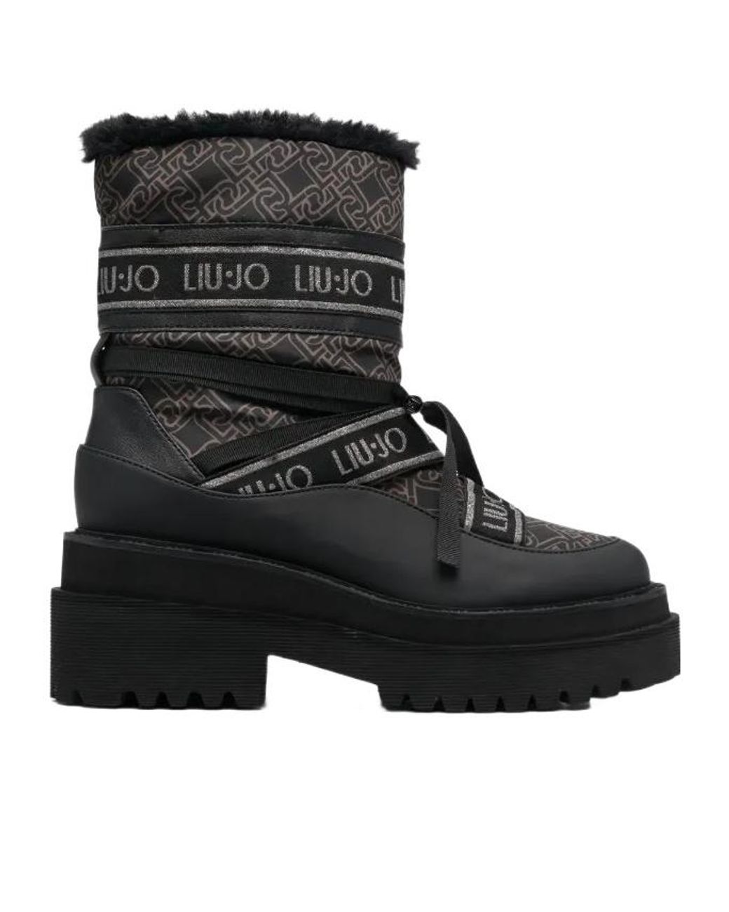Liu Jo Black Monogram-Print 70Mm Ankle Boots