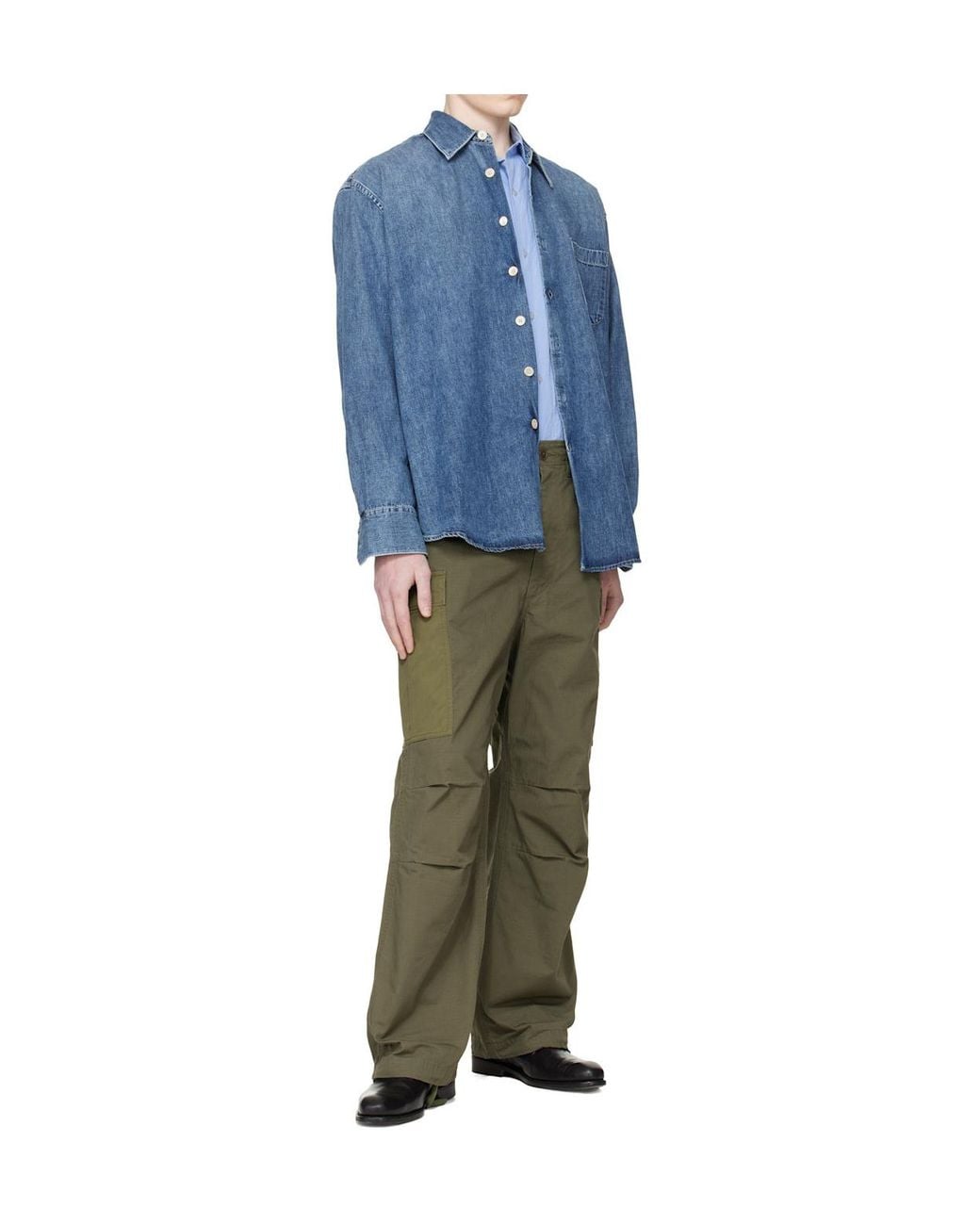 Nanamica Green Wide Cargo Pants for men