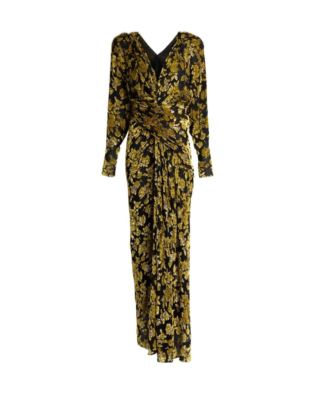 Balmain Green Long Velvet Jacquard Dress