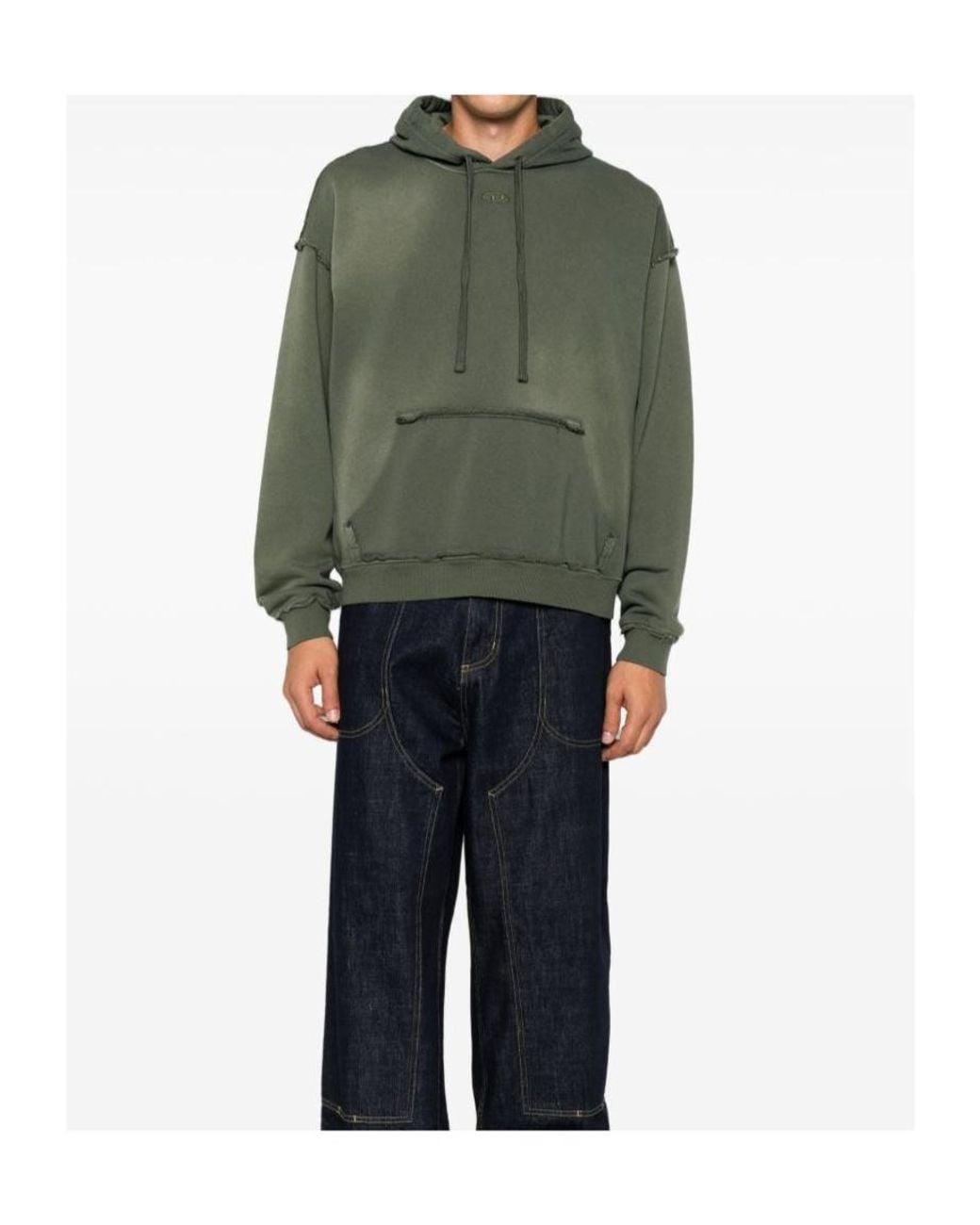 DIESEL Green Pock Distressed Hoodie for men