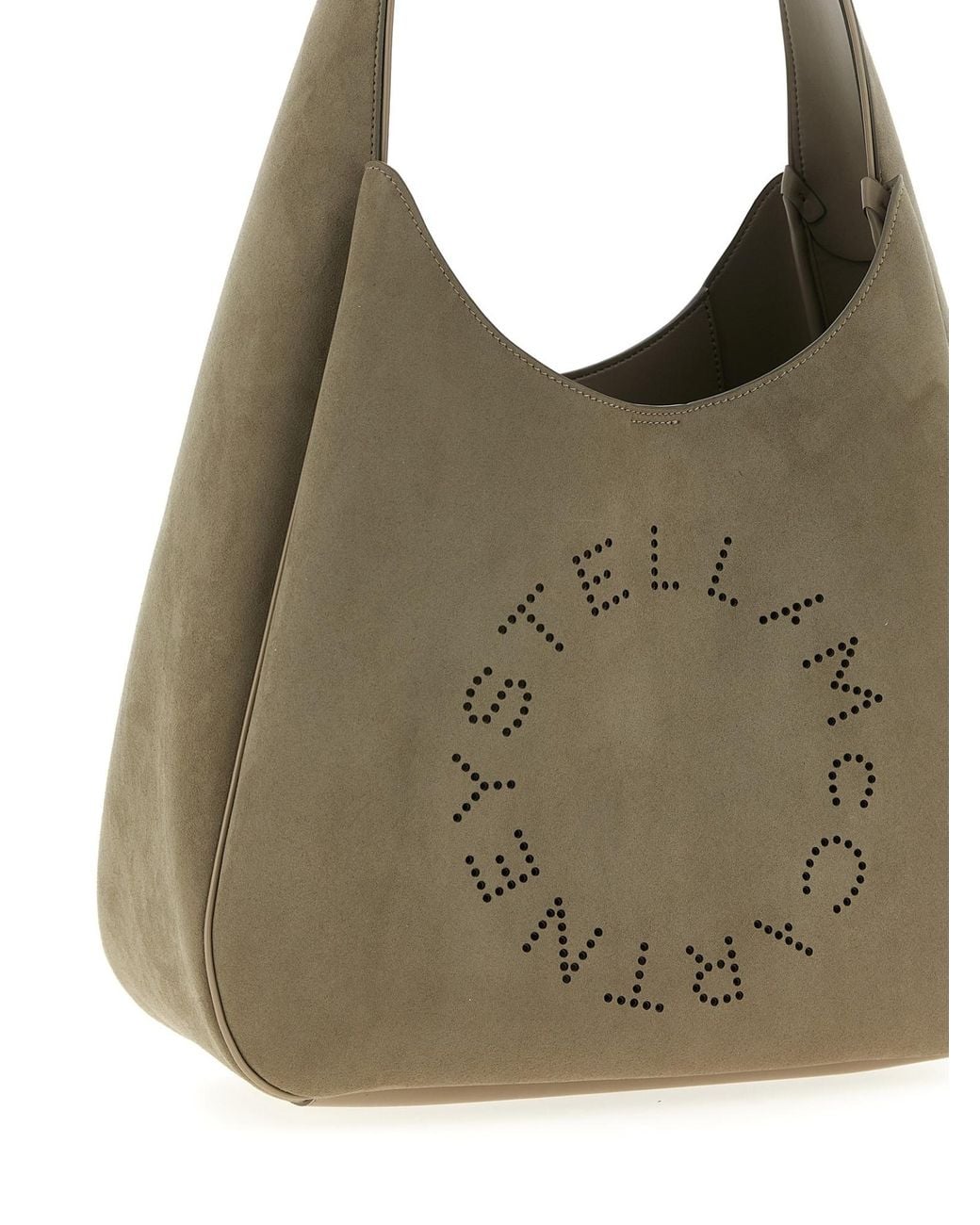 Stella McCartney Gray Logo Perforated Shoulder Bag