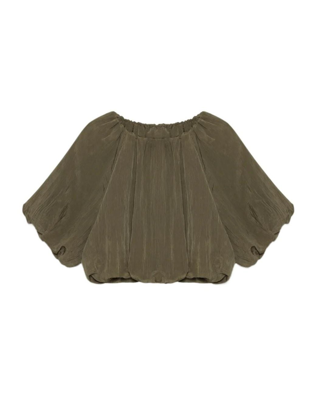 Jonathan Simkhai Green Cropped Puff-Sleeve Top
