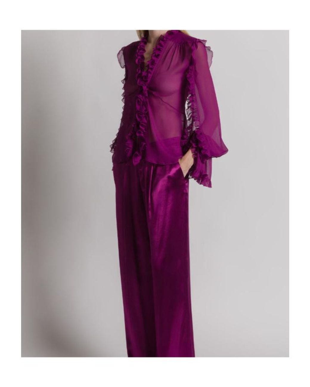 Alberta Ferretti Purple Silk Crêponne Blouse