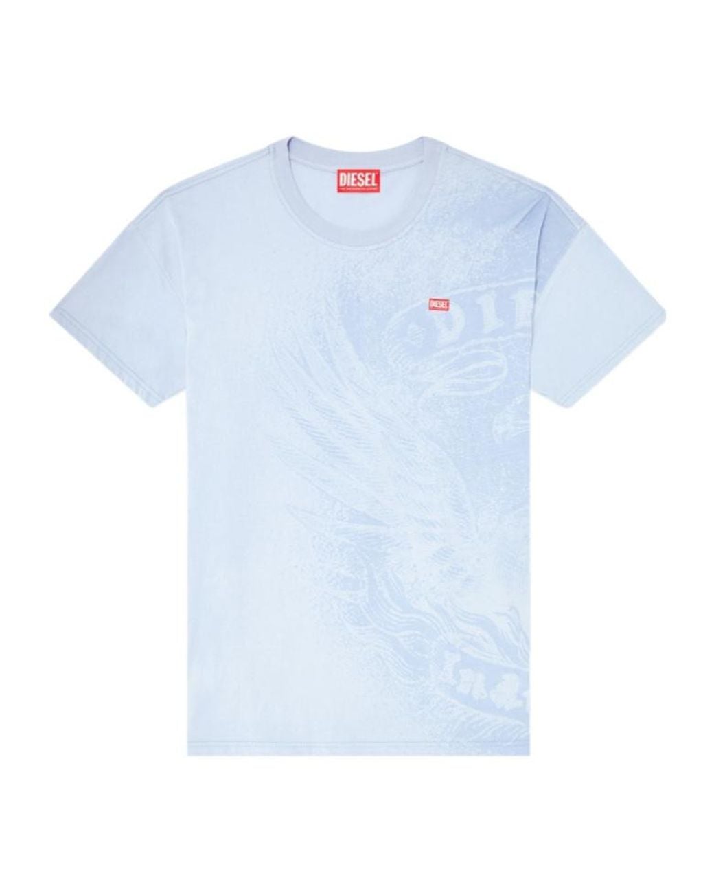 DIESEL Blue Pigment Printed Relaxed T-Shirt for men