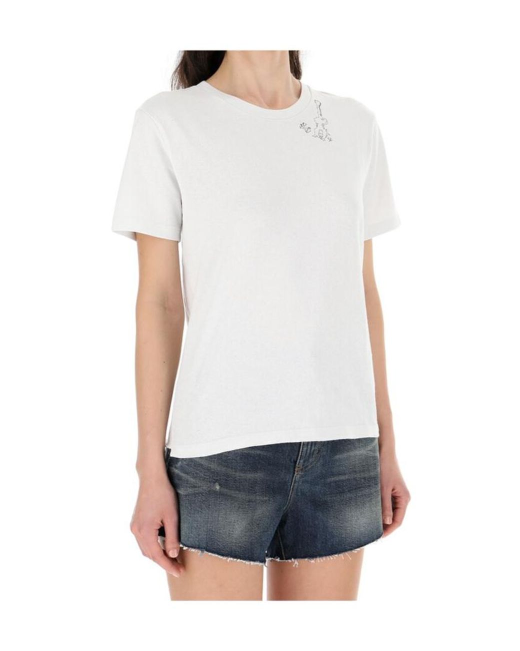 Saint Laurent White Guitar Motif T-Shirt