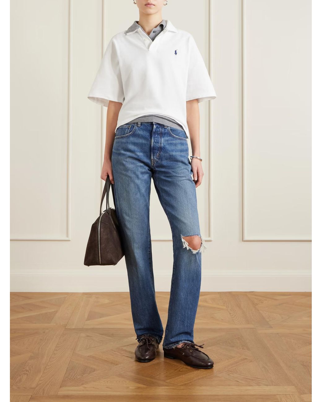 Polo Ralph Lauren Blue Distressed Straight-Leg Jeans