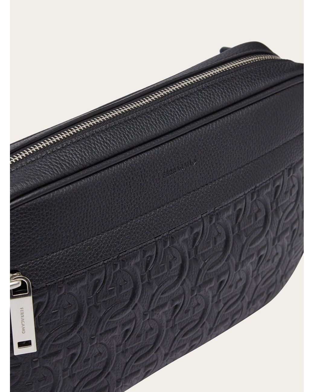 Ferragamo Black Ferragamo Gancini Embossed Belt Bag for men