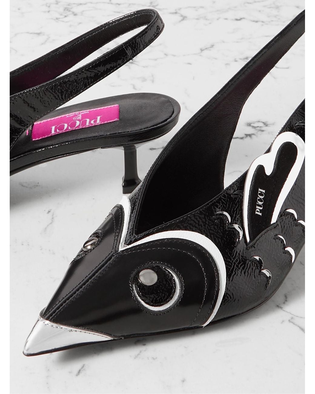 Emilio Pucci Black Leather Slingback Pumps