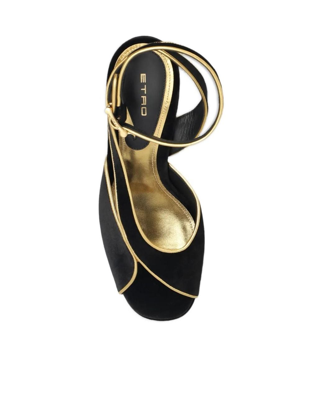 Etro Black Ankle Strap Velvet Platform Sandals
