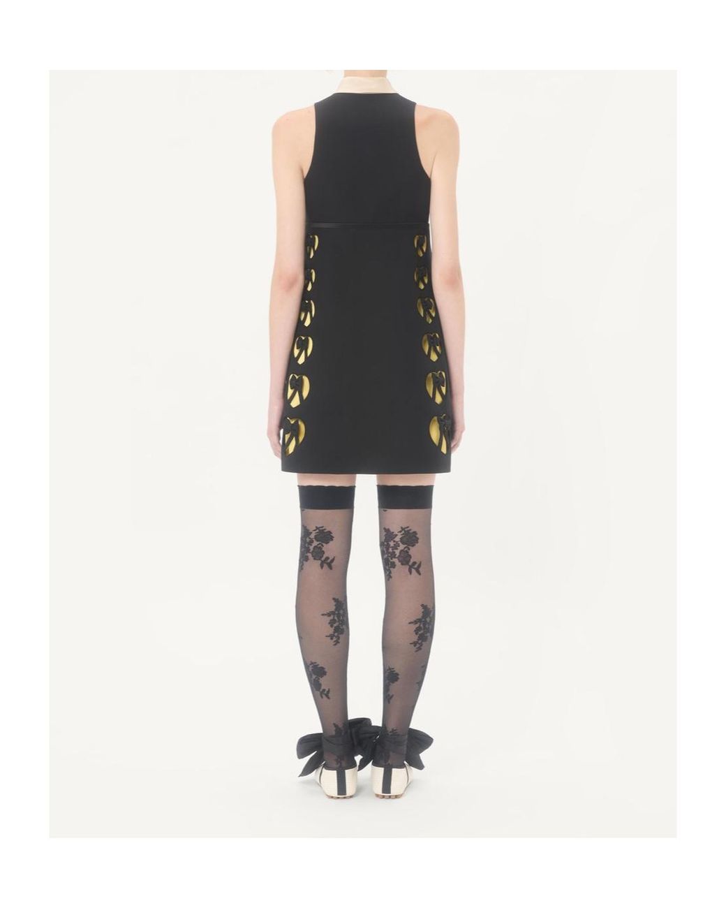 Valentino Black Collared Sleeveless Dress