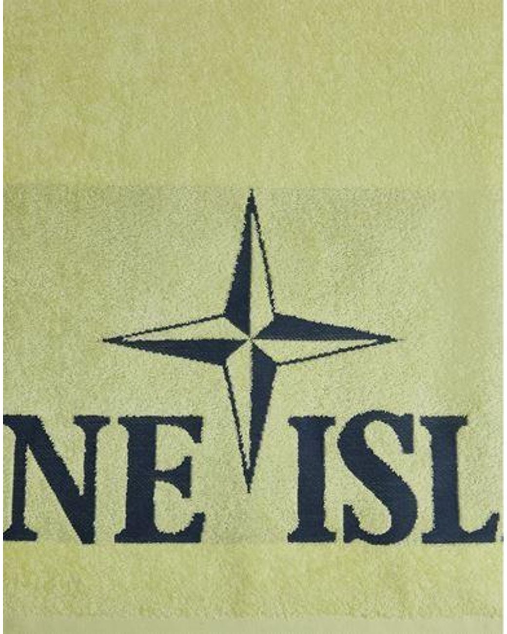 Stone Island Green Logo Printed Beach Towel for men