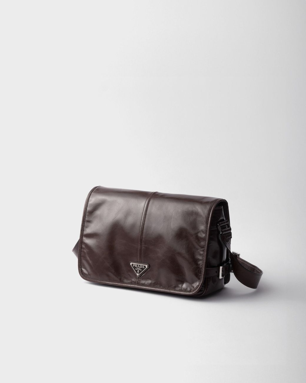 Prada Brown Triangle-Logo Crossbody Bag for men