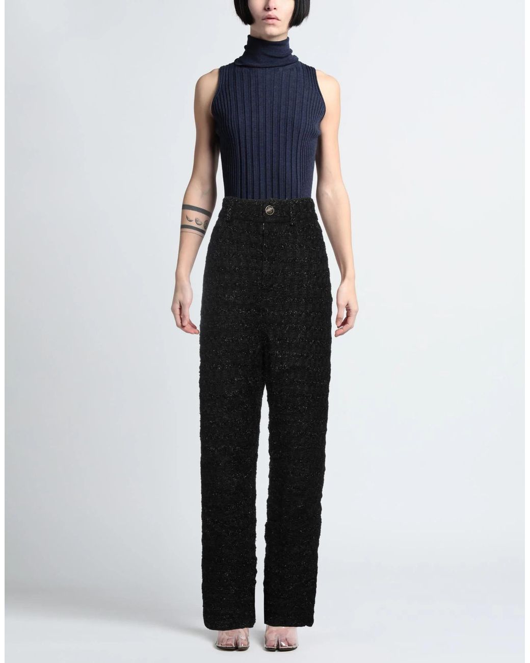 Balenciaga Black Metallic Straight Pants
