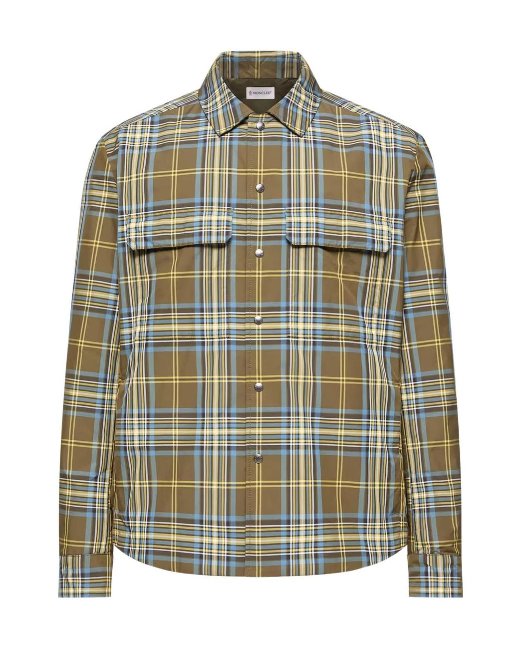 Moncler Green Checkered Long-Sleeve Shirt for men