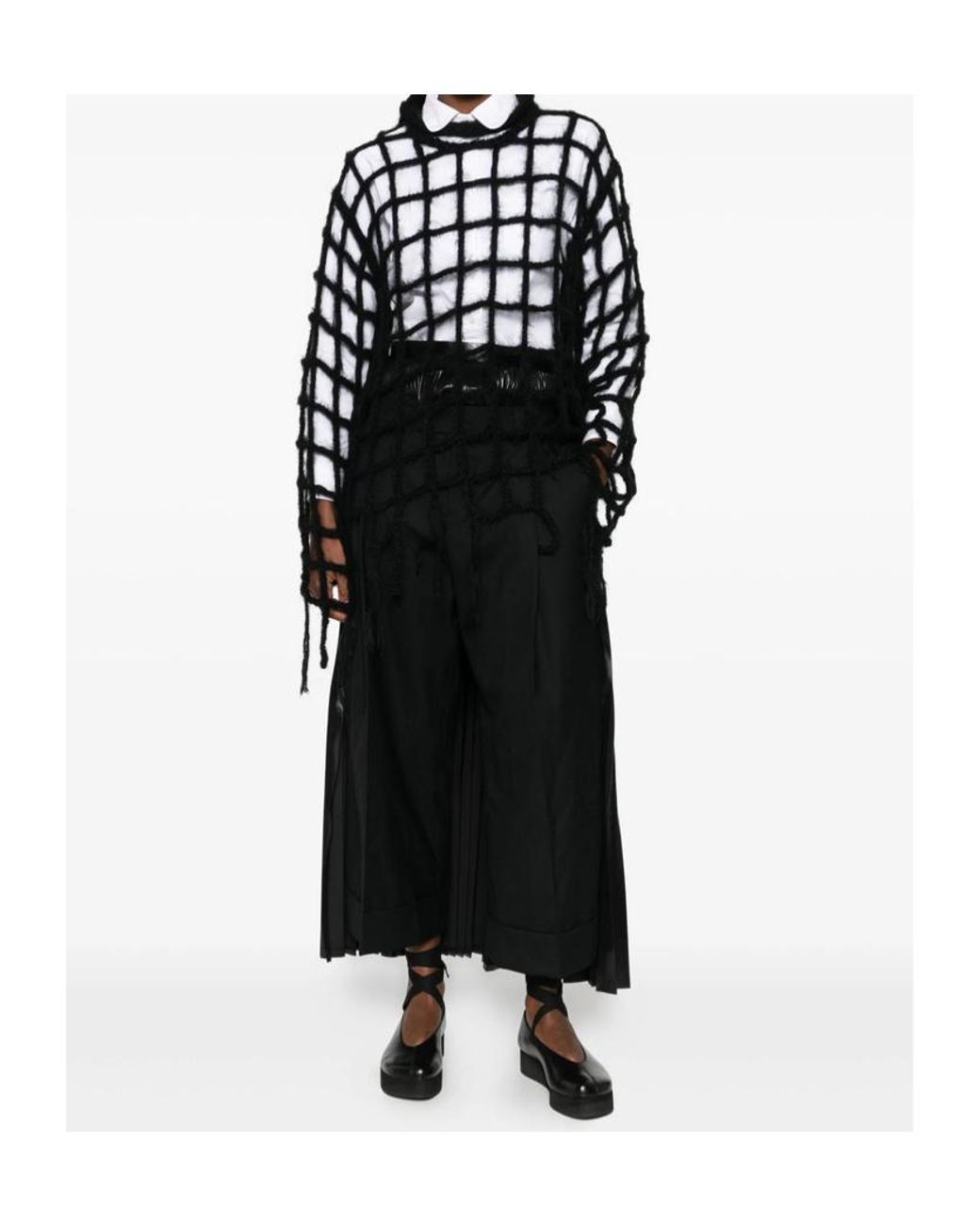 Junya Watanabe Black Pleated Wool Trousers