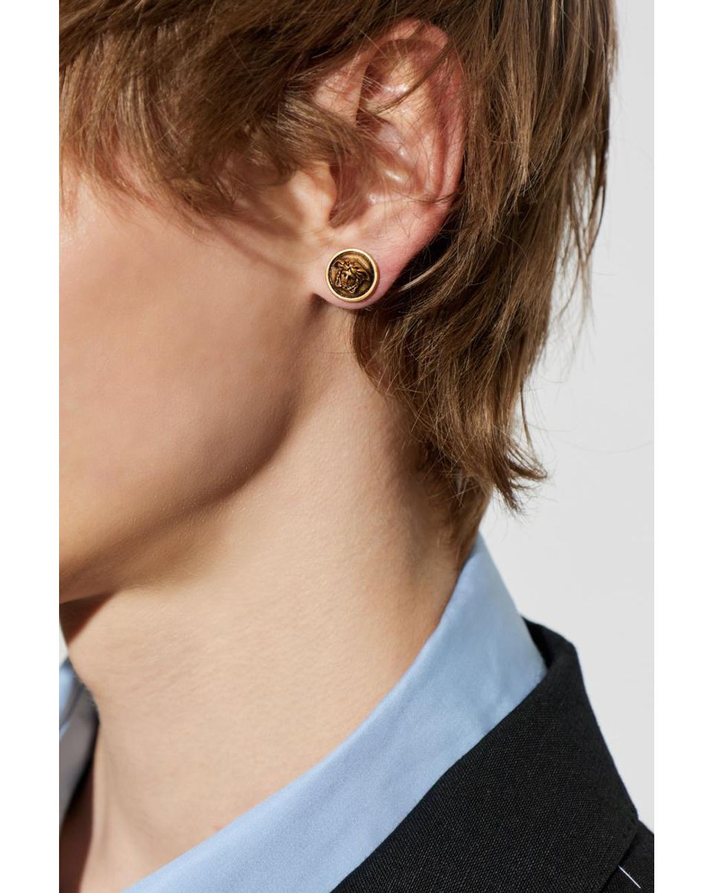 Versace Metallic Medusa Head Earrings