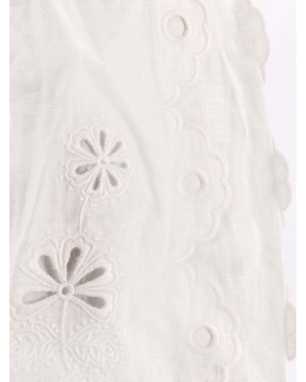 Farm Rio White Eyelet-Embroidered Scalloped-Hem Shorts