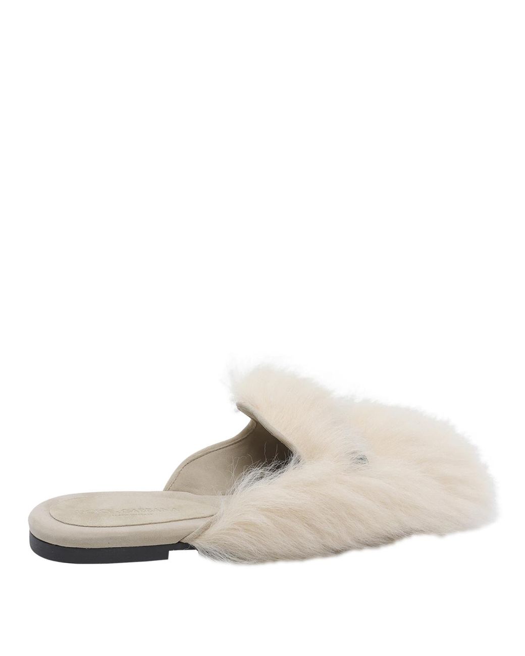 Dolce & Gabbana White Shearling Slippers