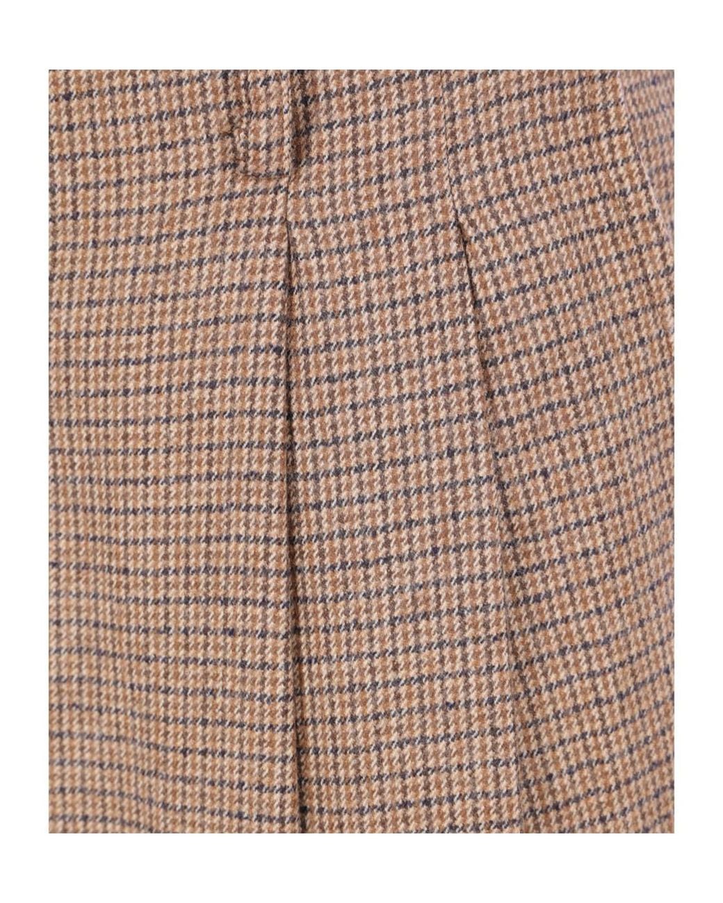 Hed Mayner Brown Micro-Check Pleated Trousers for men