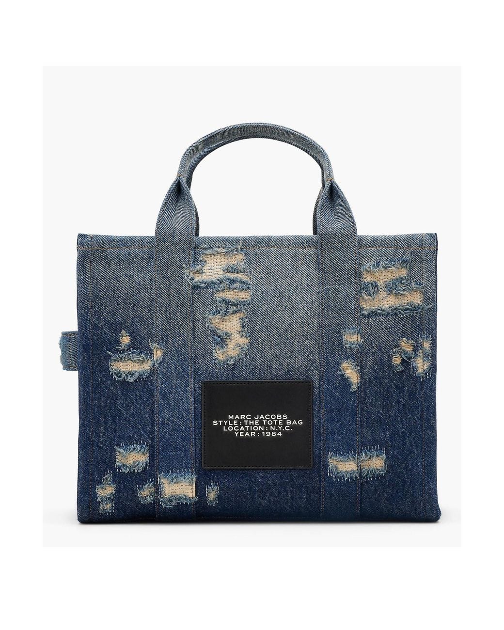 Marc Jacobs Blue The Rip And Repair Denim Medium Tote Bag