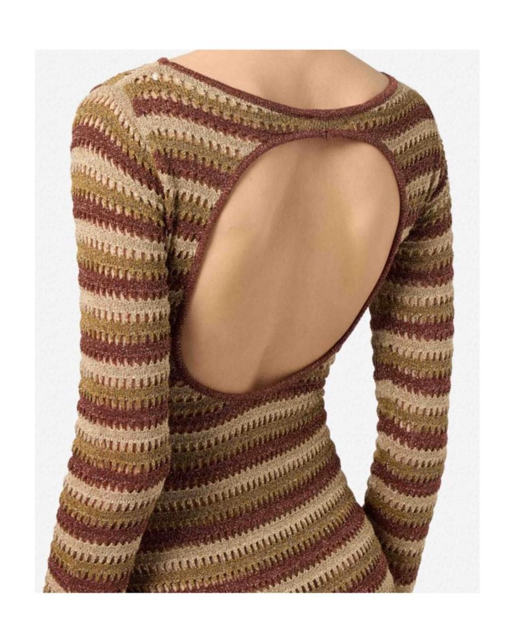 Mc2 Saint Barth Natural Robyn Striped Lurex Knit Dress