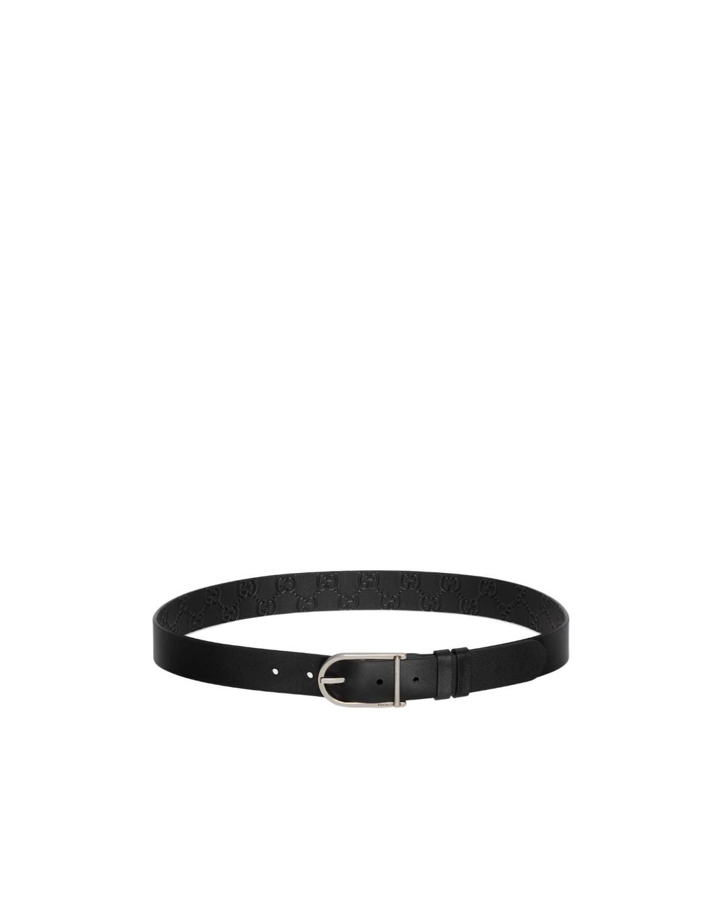 Gucci White Embossed Monogram Belt for men
