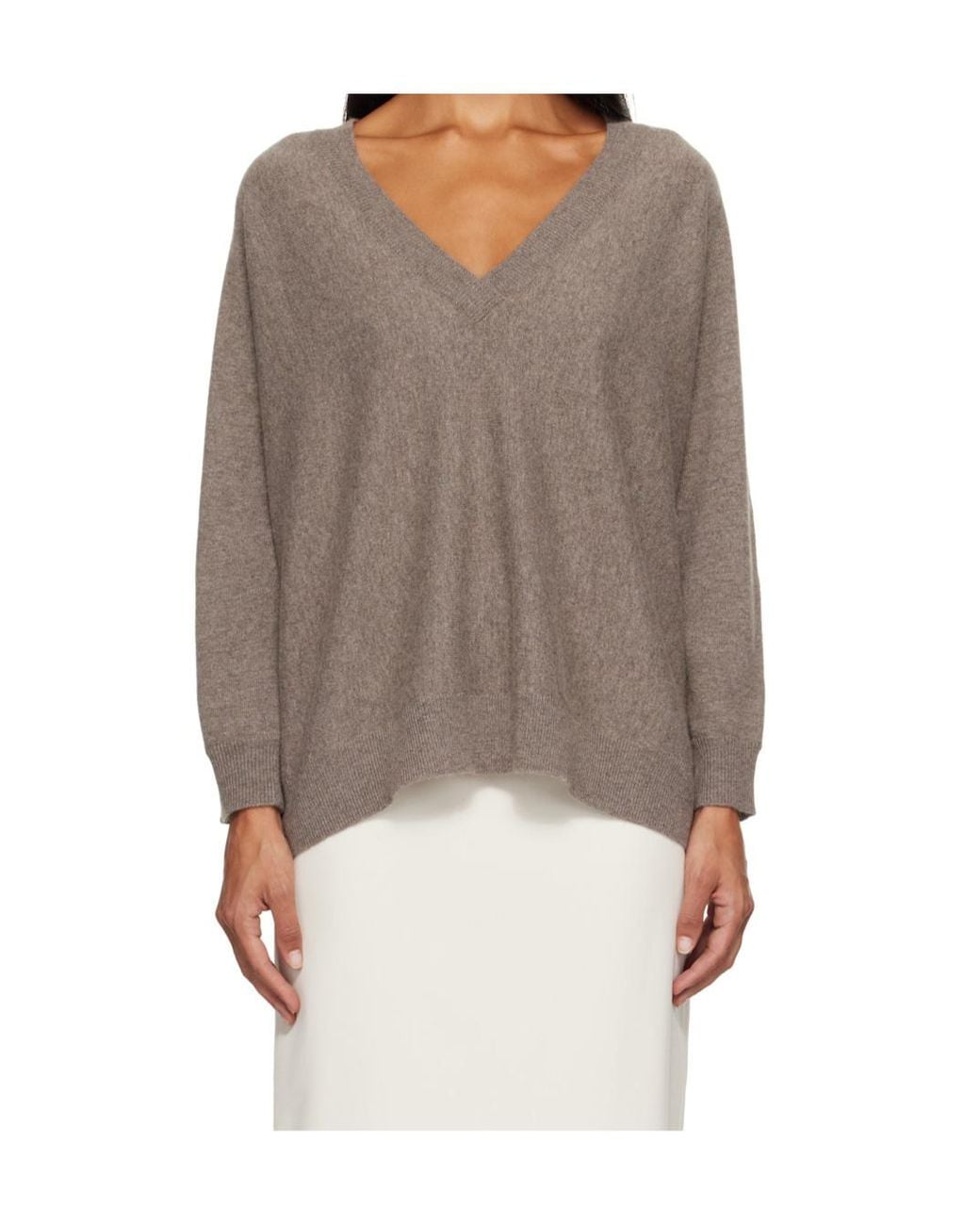 Lisa Yang Gray V-Neck Cashmere Sweater