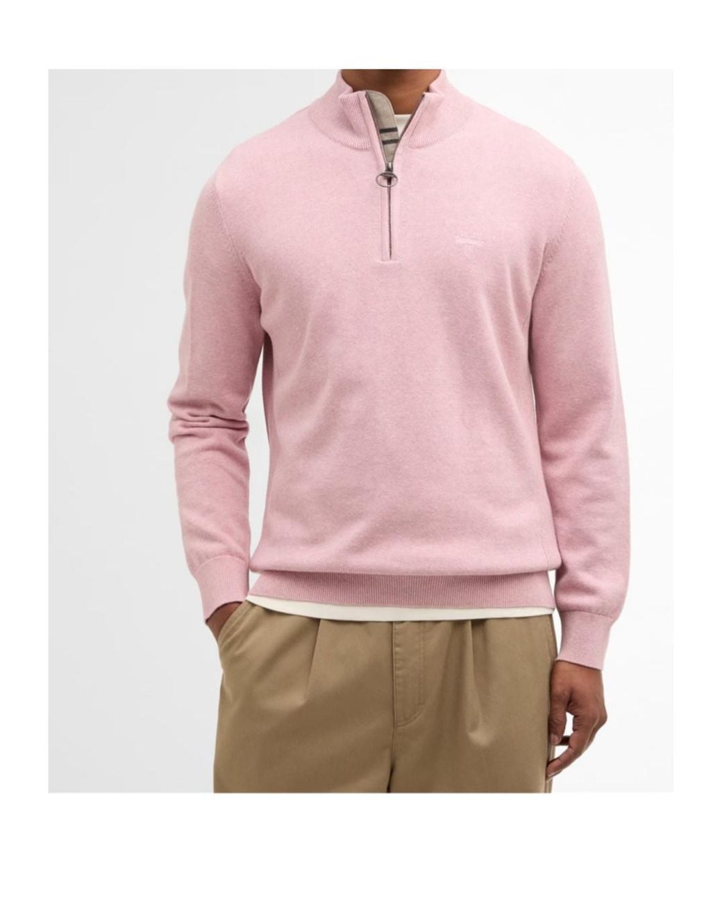 Barbour Pink Half-Zip Jumper for men