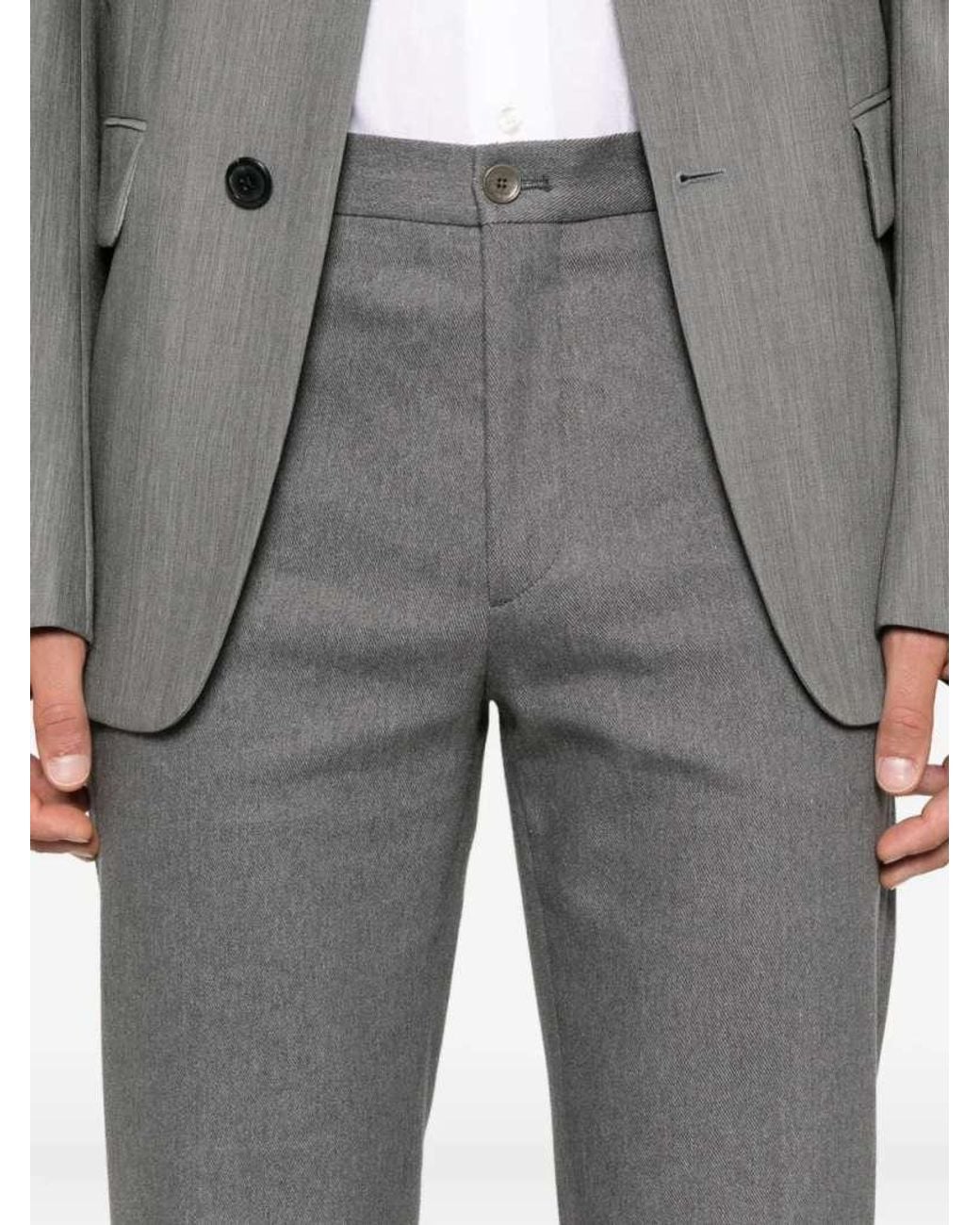 Etro Gray Roma Straight-Leg Tailored Trousers
